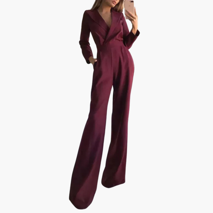 Women’s Jumpsuit with Long Sleeves and Wide-Leg Pants