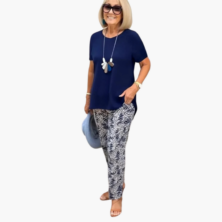 Women’s Two Piece Set with Printed Pants