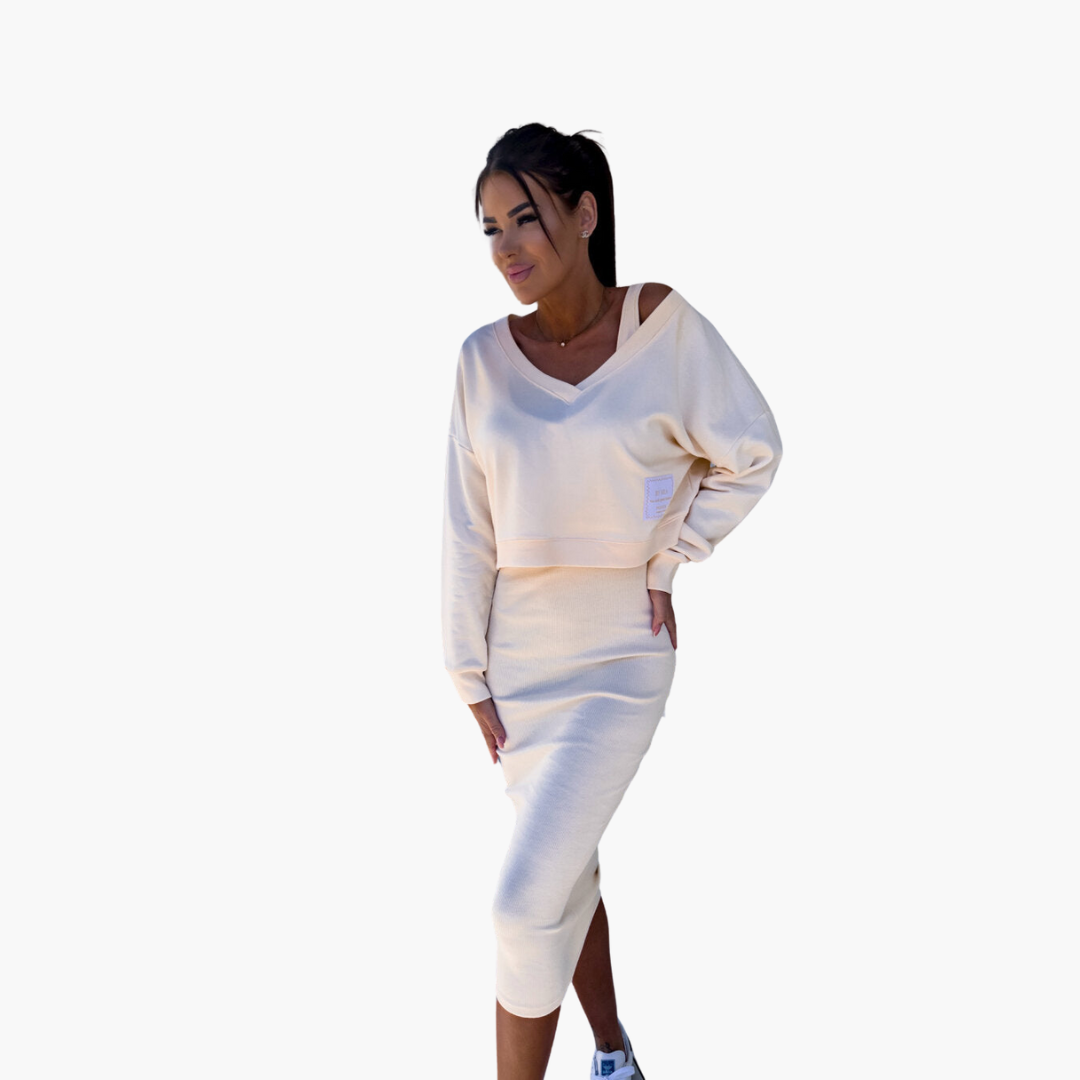 Women’s Two-Piece Sweatshirt and Midi Dress Set