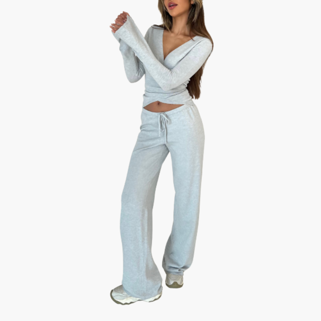Women’s two-piece set with wrap top and Pants