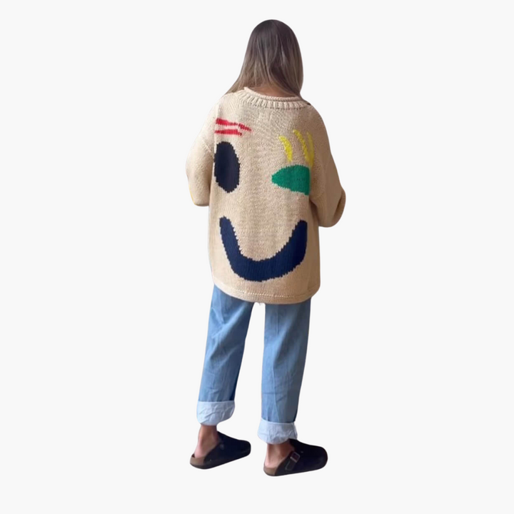 Women’s Sweater with Crew Neck and Cable Knit