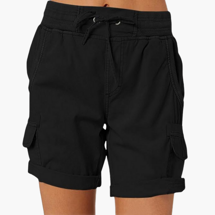 Women’s Cargo Shorts with Multiple Pockets and Structured Waistband
