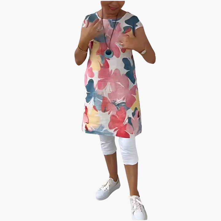 Women’s Shirt Dress with Floral Print and Pockets
