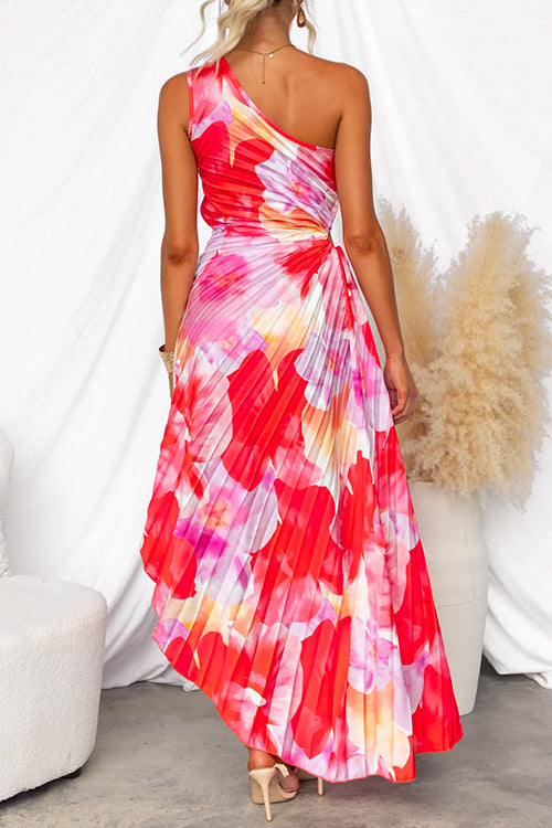 Women’s Summer Dress with One-Shoulder and Pleated Design