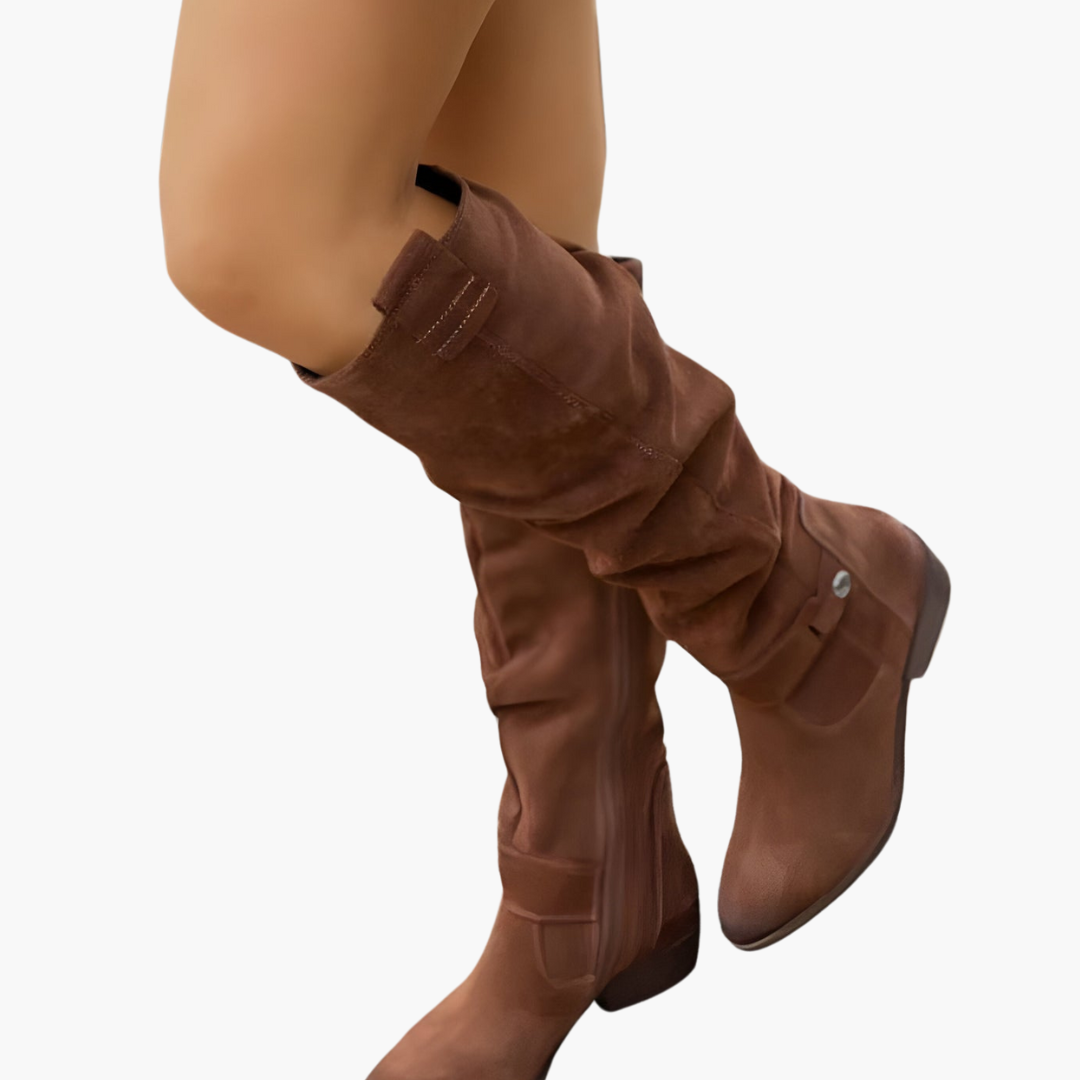 Women’s Knee-High Boots with Side Zip and Block Heel