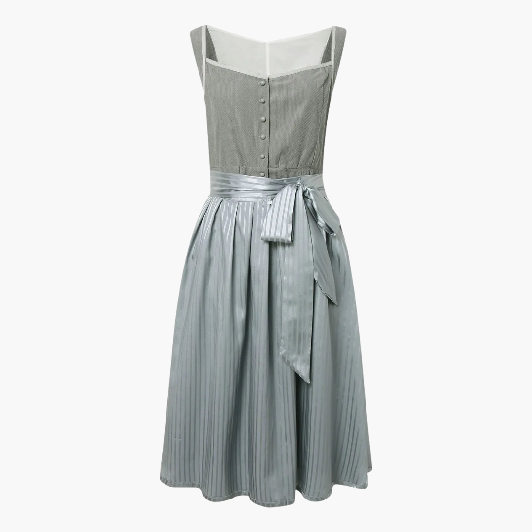 Women’s Midi Dress with Buttoned Bodice and Bow Waist