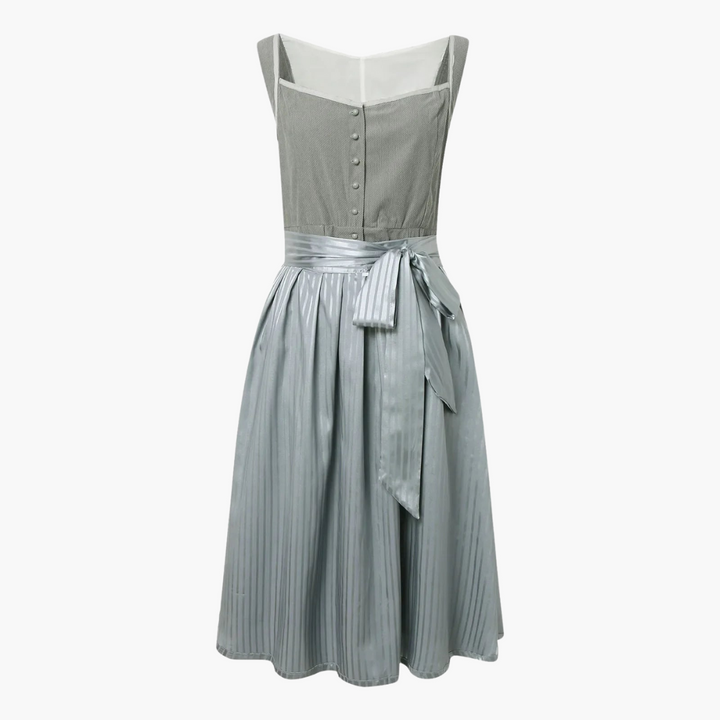 Women’s Midi Dress with Buttoned Bodice and Bow Waist