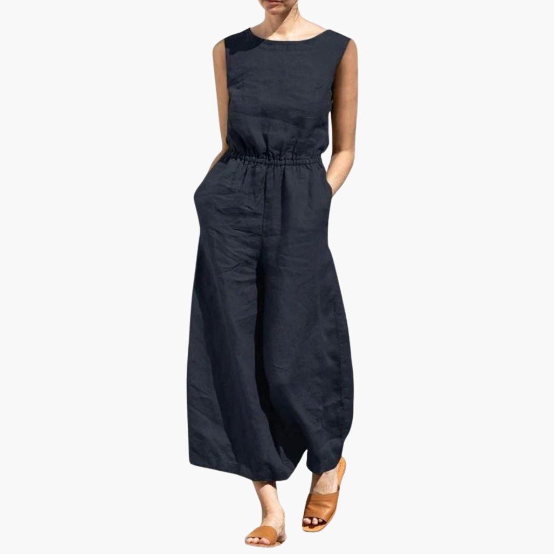 Women’s Sleeveless Jumpsuit with Elasticated Waist