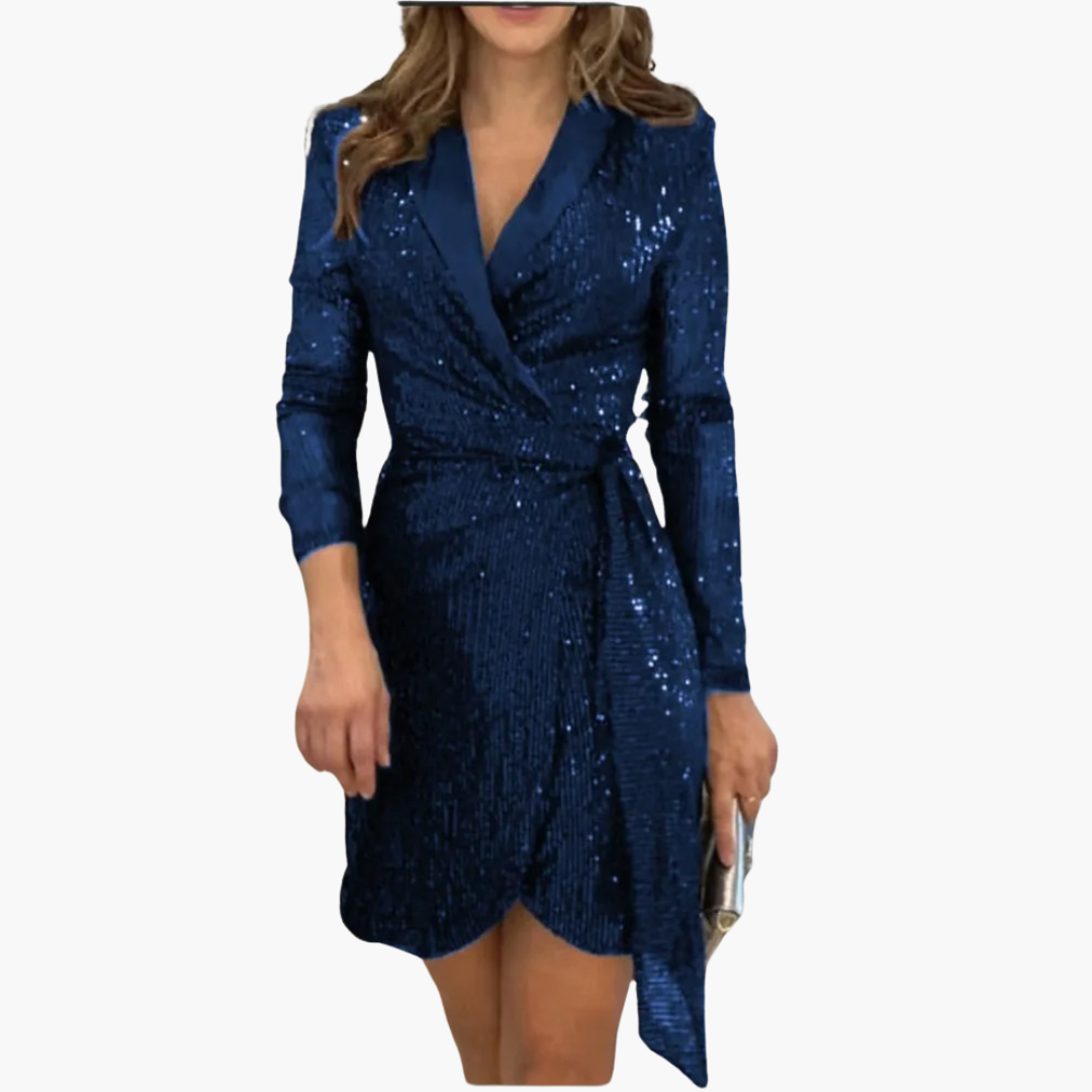 Women’s Blazer Dress with Belted Waist and Structured Design