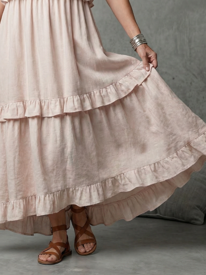 Katia | Tiered Ruffle Halter Maxi Dress