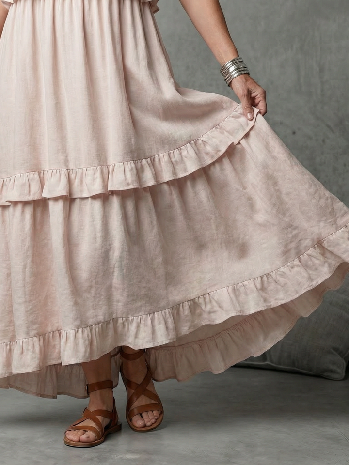 Katia | Tiered Ruffle Halter Maxi Dress