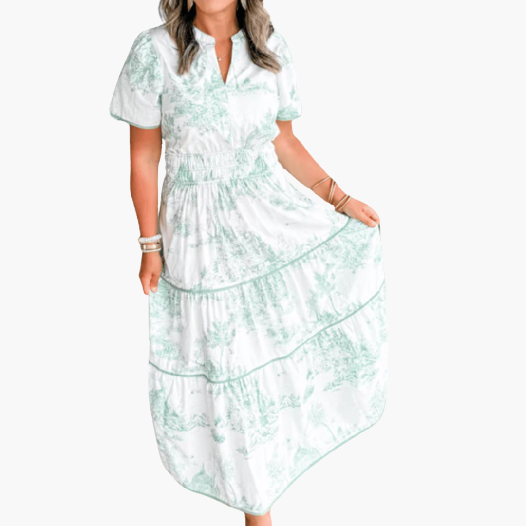 Women’s Maxi Dress with Tiered Skirt and Print