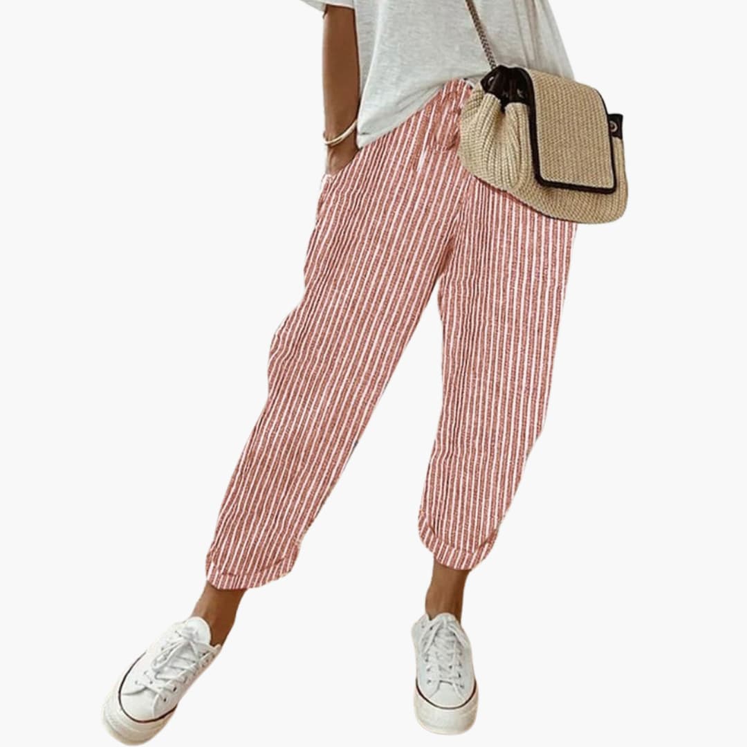 Women’s summer Pants with drawstring waist and cuffed hems