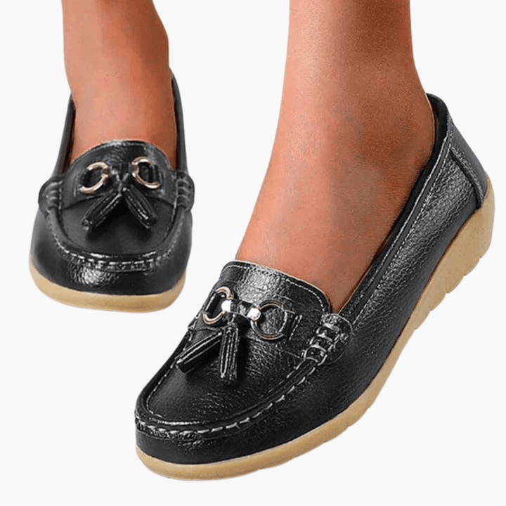 Women’s Slip-On Loafers with Tassel and Buckle Detail