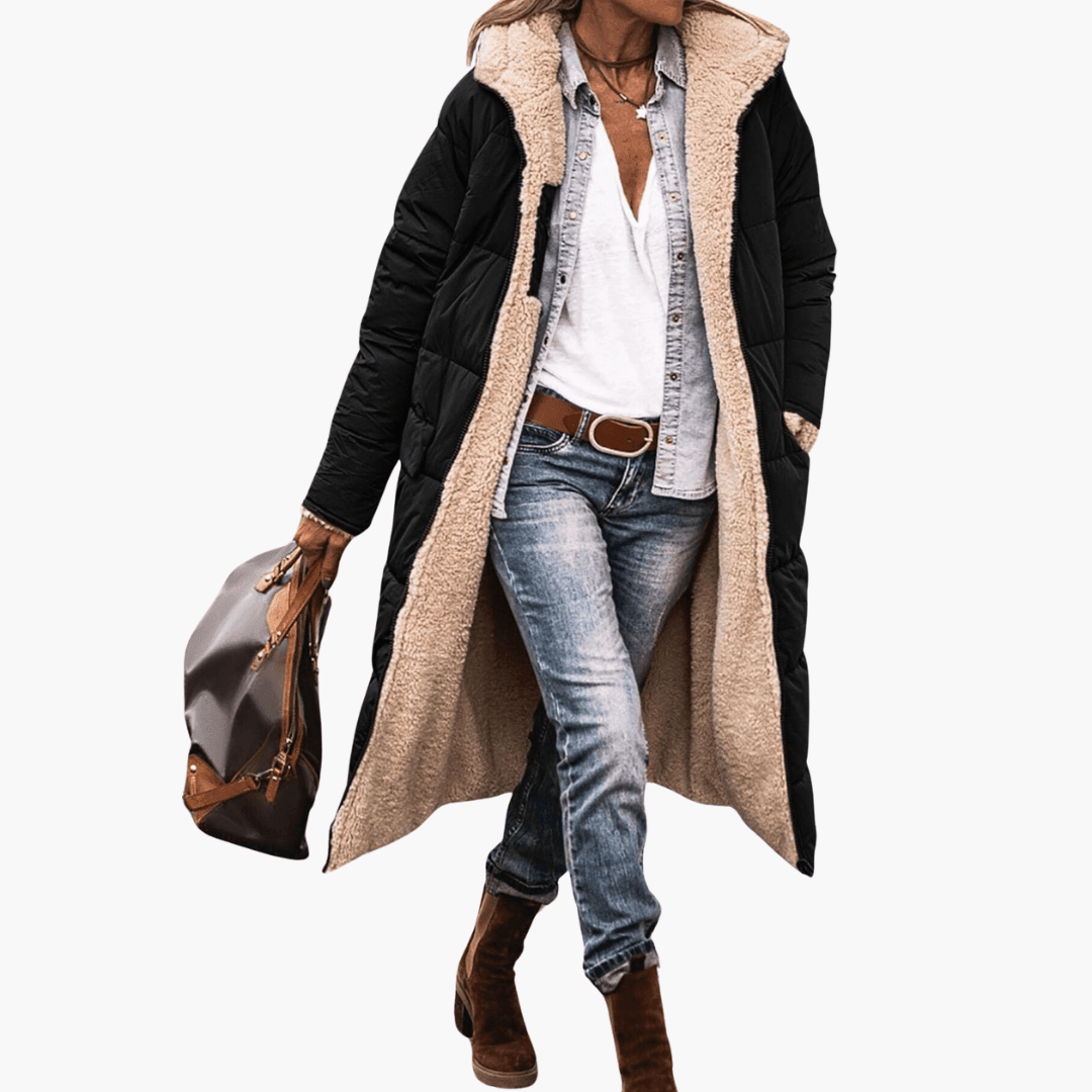 Women’s Winter Coat with Reversible Design and Padded Inner Layer