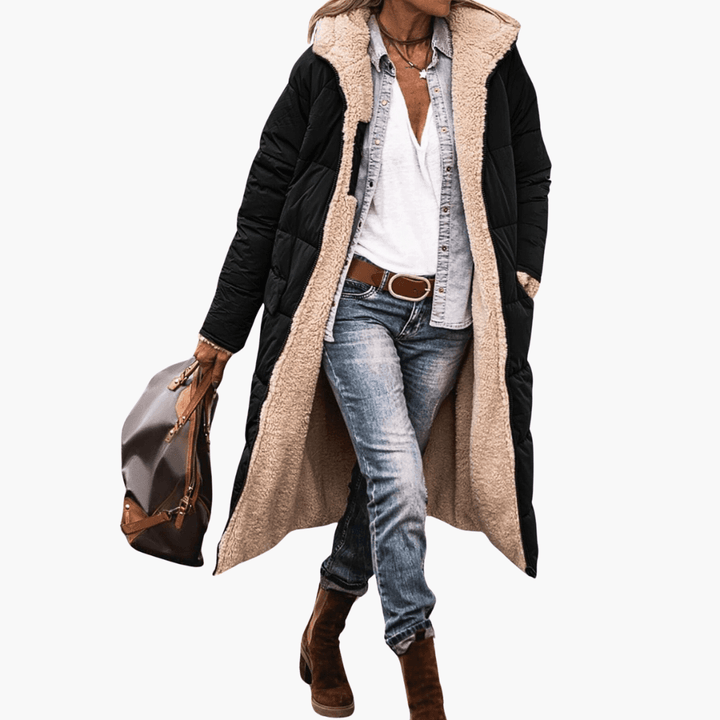 Women’s Winter Coat with Reversible Design and Padded Inner Layer