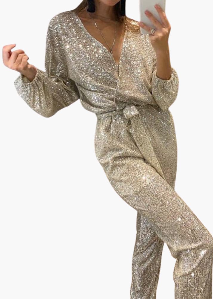 Women’s Sequin Jumpsuit with Shaped Fit