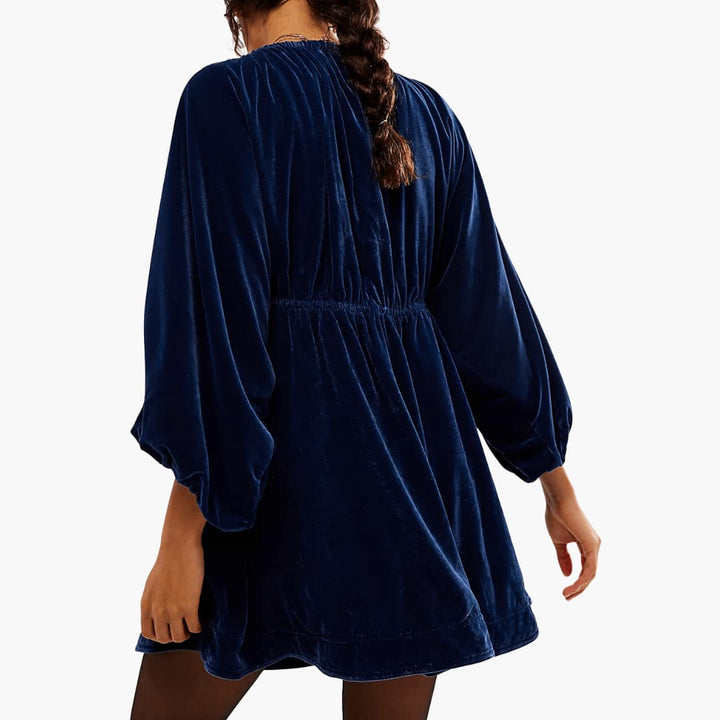 Women’s Mini Dress with V-Neckline and Long Sleeves