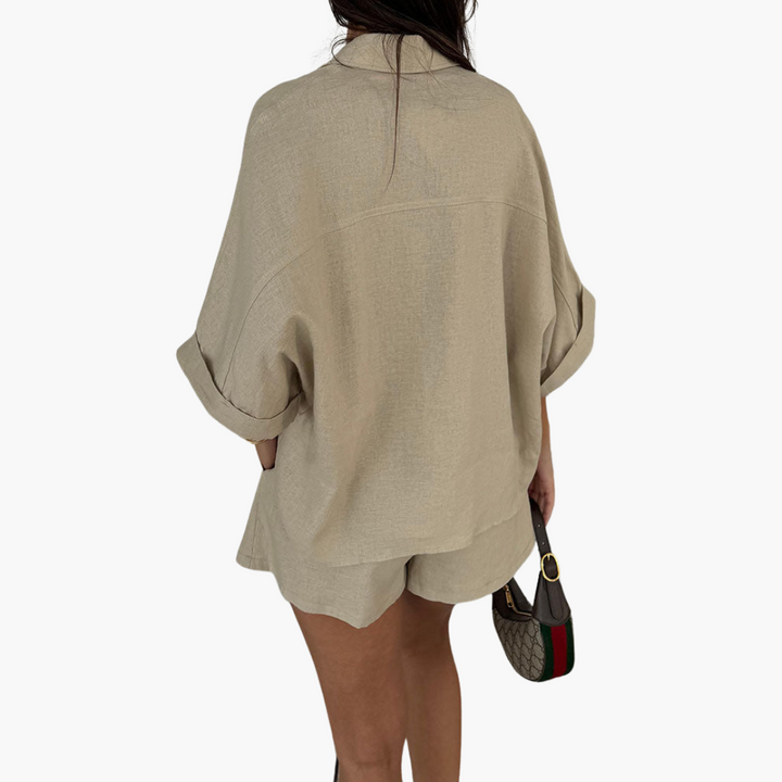 Women’s Two Piece Co Ord Set with Collared Shirt
