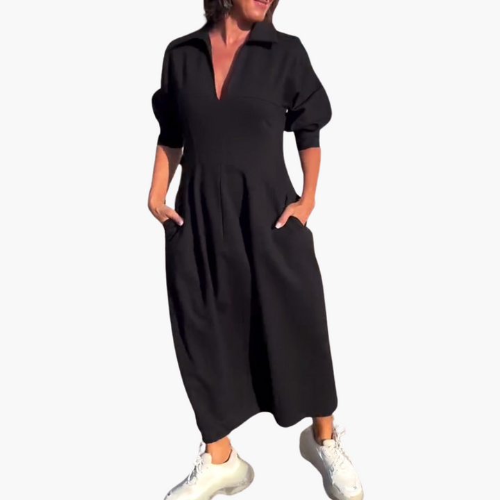 Women’s Midi Dress with Shaped Fit and Flared Skirt
