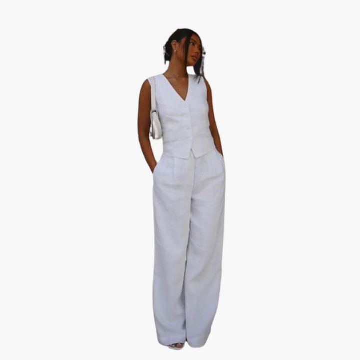 Women’s V-Neck Vest and Wide-Leg Pants Set