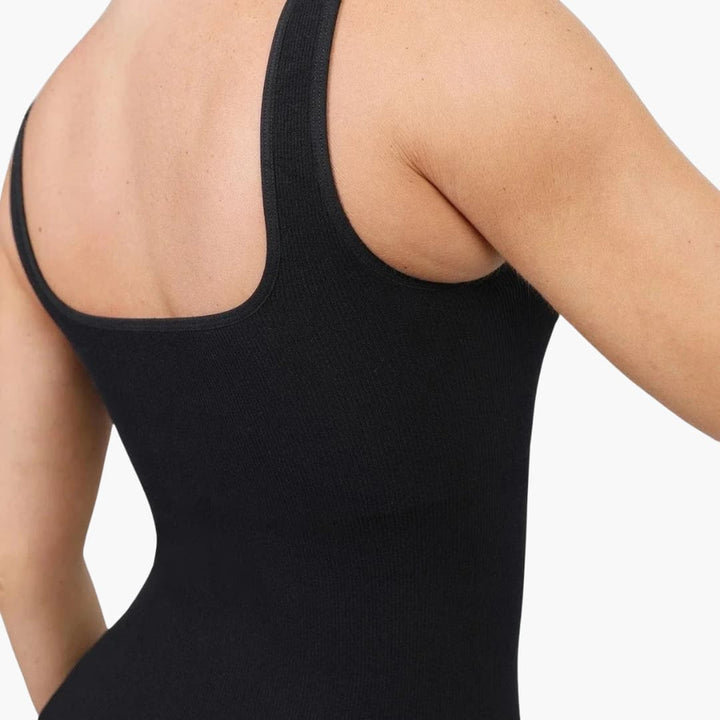 Women’s Sleeveless Jumpsuit with Square Neck and Seamless Fit