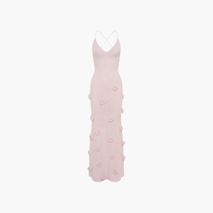 Women’s Strappy Maxi Dress with Low Neckline and Long Skirt
