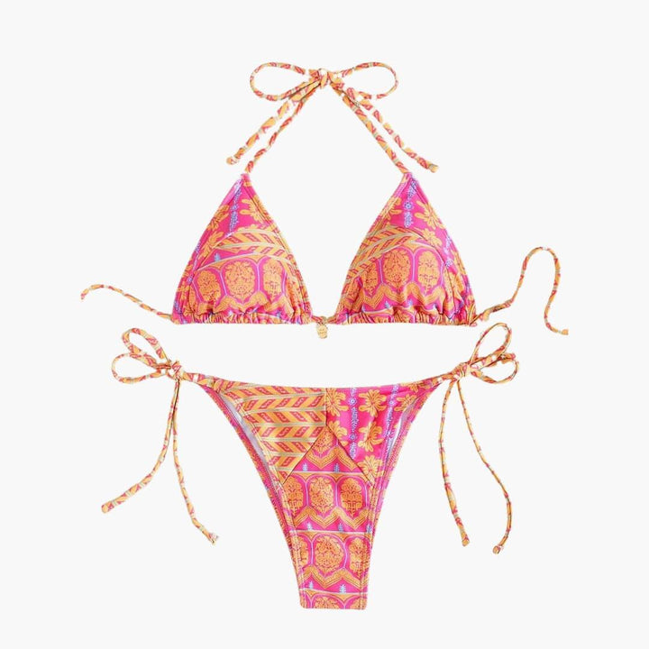 Boho Bikini Set for Women - Adjustable Triangle Tie Swimsuit -  Made By Riley