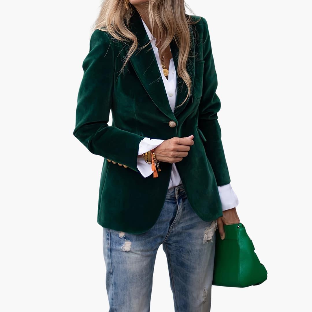 Women’s Blazer with Lapel Collar and Button Front