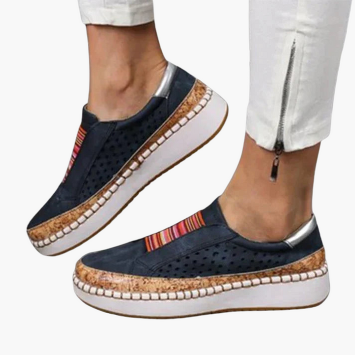 Women’s Slip On Sneakers with Perforated Panels and Platform Sole