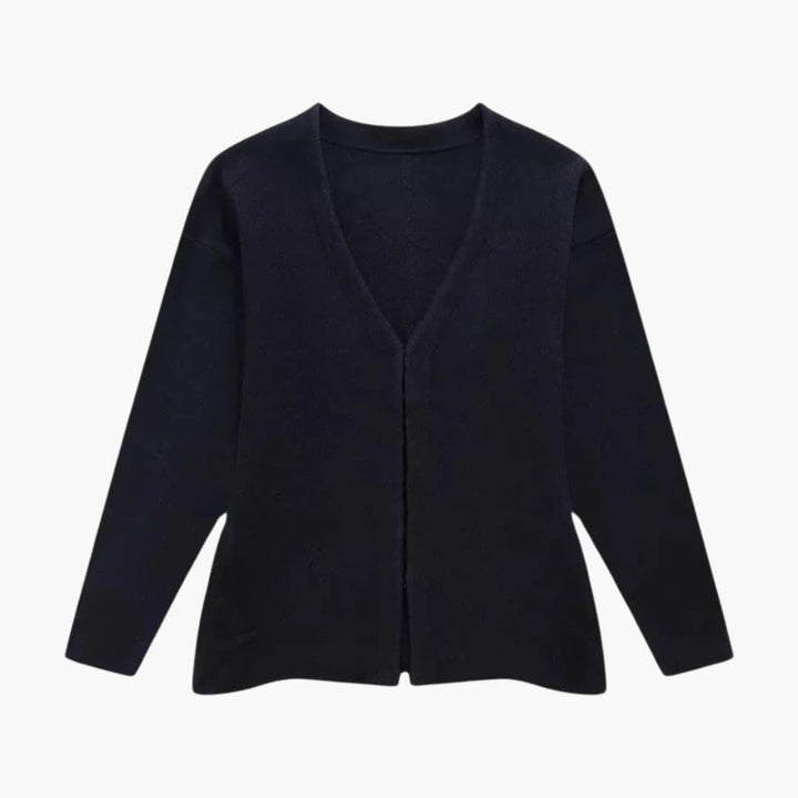 Women’s Slim-Fit Cardigan with Long Sleeves and Side-Split Hem