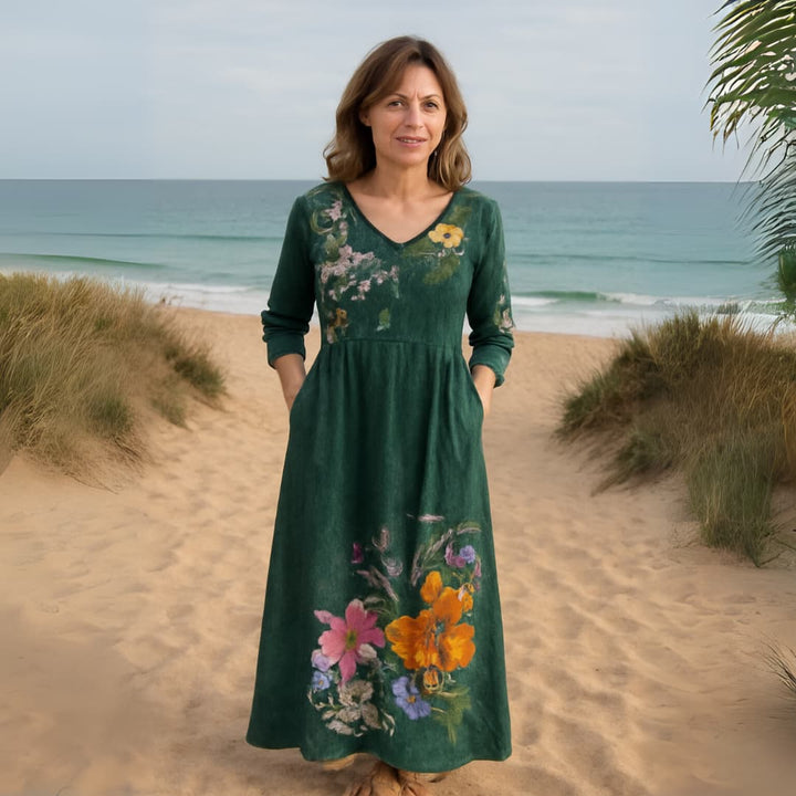 Women’s Maxi Dress with Floral Print and Relaxed Fit