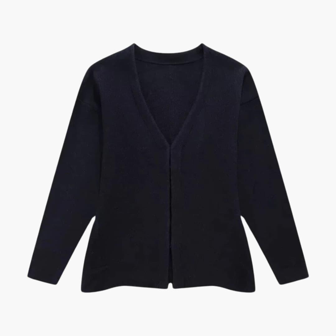 Women’s Slim-Fit Cardigan with Long Sleeves and Side-Split Hem