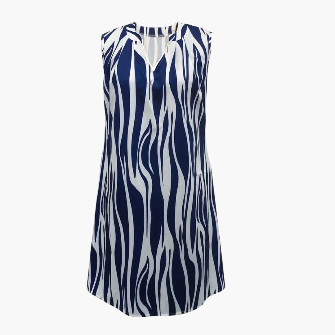 Women’s Mini Dress with Sleeveless Design and Striped Pattern