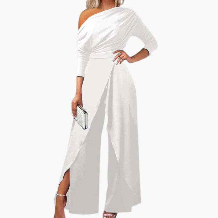 Women’s One-Shoulder Jumpsuit with Wide-Leg Pants