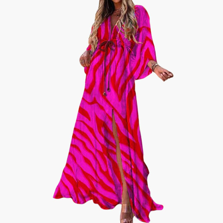 Women’s Maxi Dress with Drawstring Waist and Side Slit