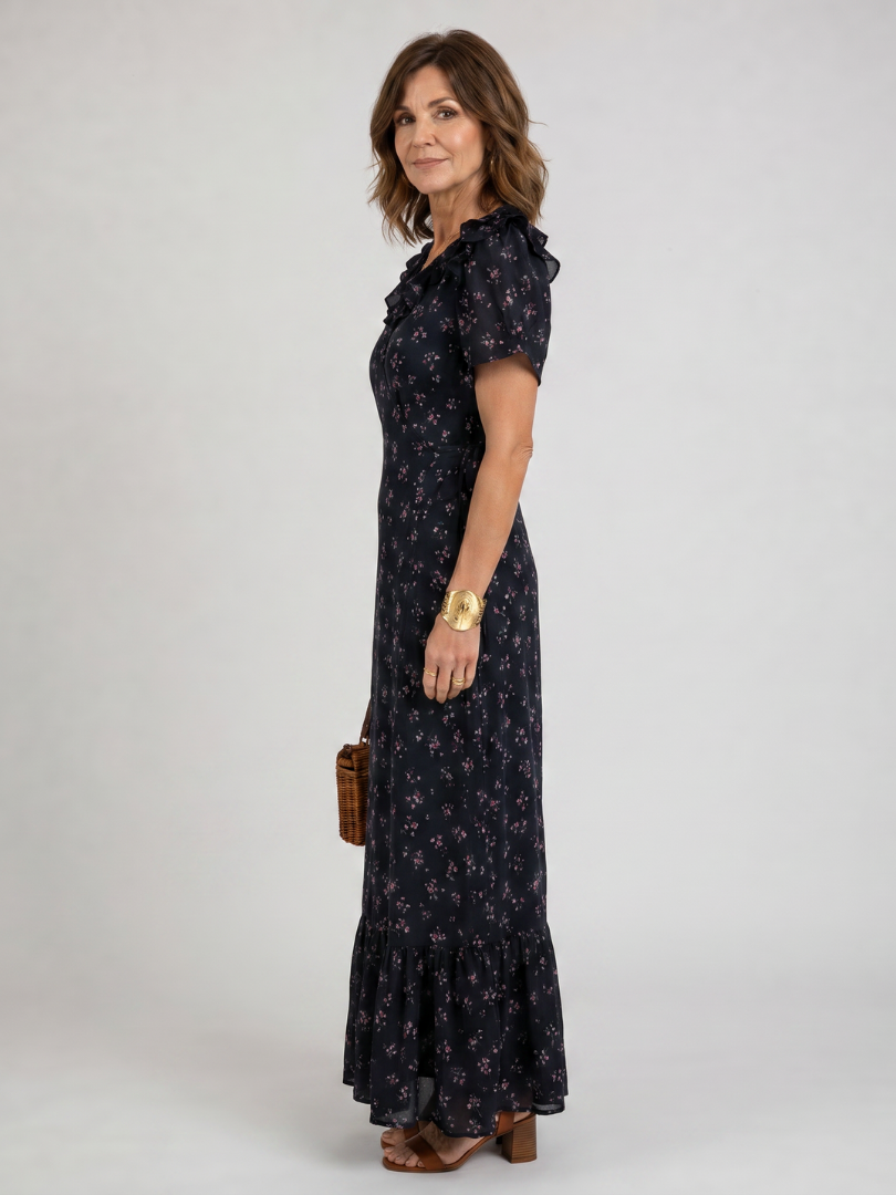 Semifal | Floral Puff Sleeve Ruffle Hem Maxi Dress