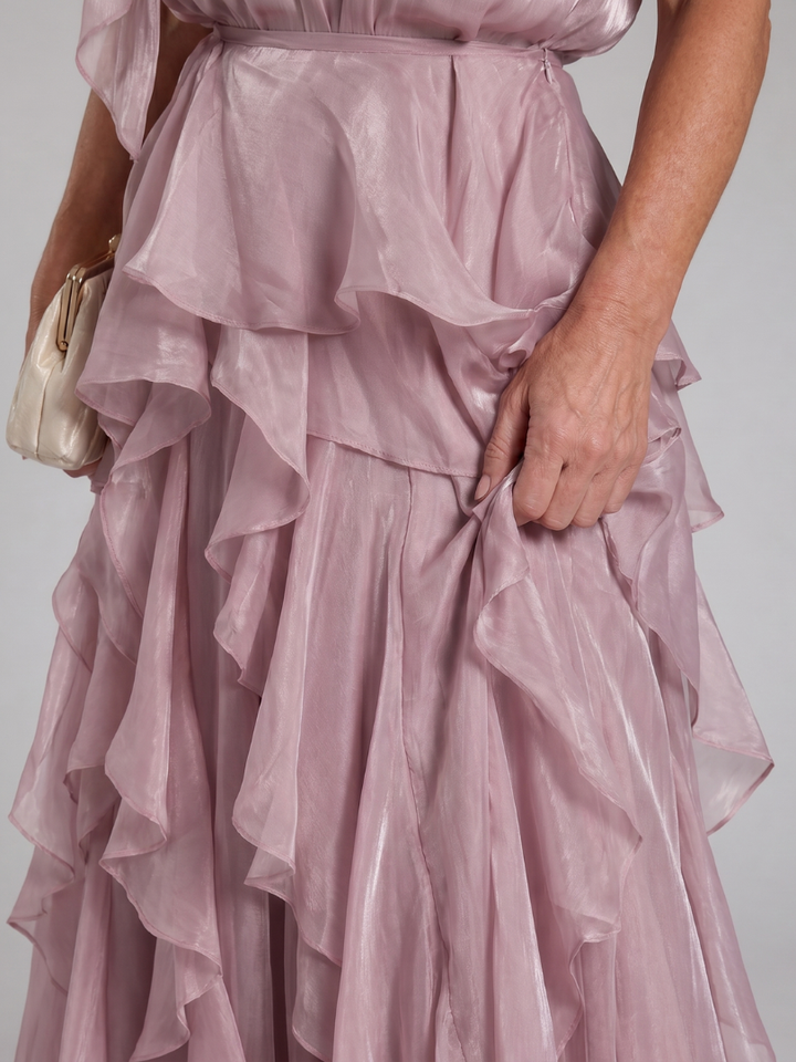 Melisande | Halter Neck Ruffle Tiered Maxi Dress