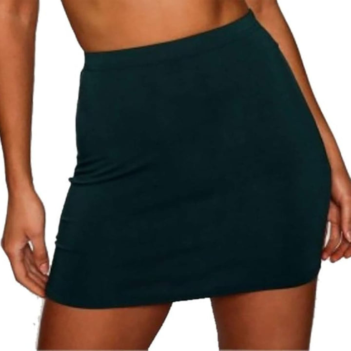 Women’s High-Waist Bodycon Mini Skirt with Crepe Texture and Stretch Fabric