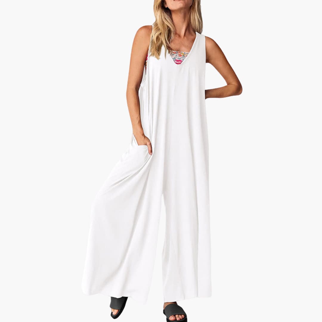 Women’s V-Neck Jumpsuit with Relaxed Fit