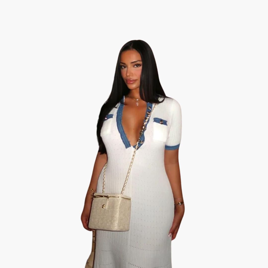 Women’s Knit Maxi Dress with Button-Down Front and Long Sleeves