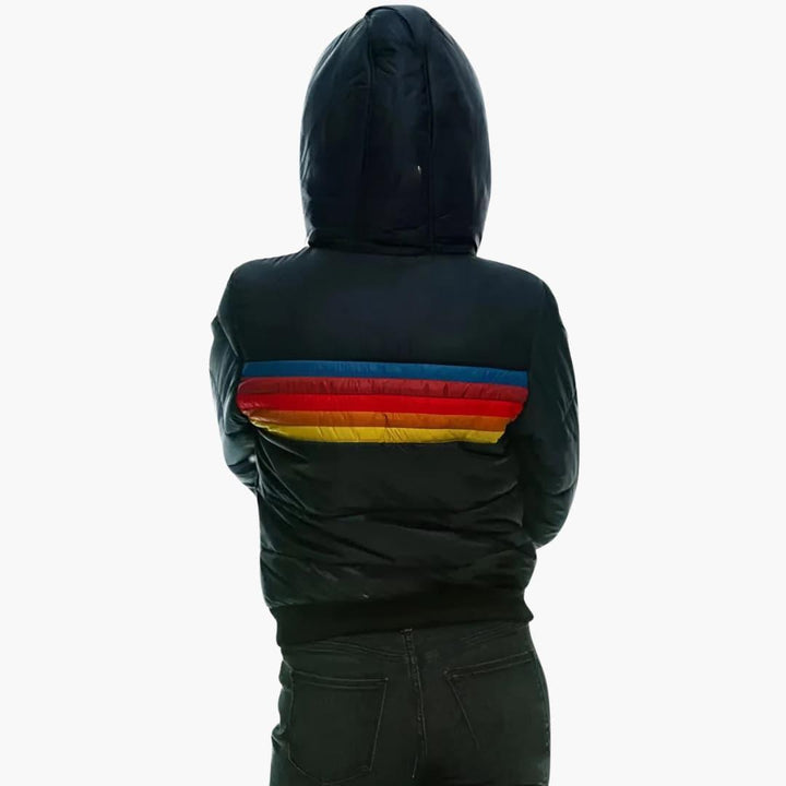 Women’s Puffer Jacket with Adjustable Hood and Full Zip