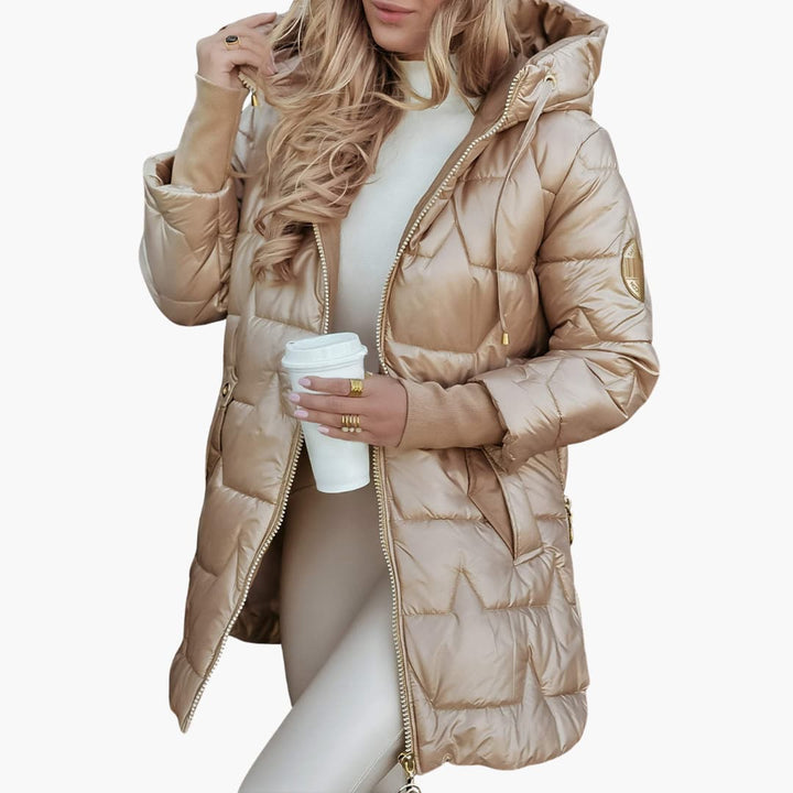 Women’s Padded Winter Coat with Hood and Zip Closure
