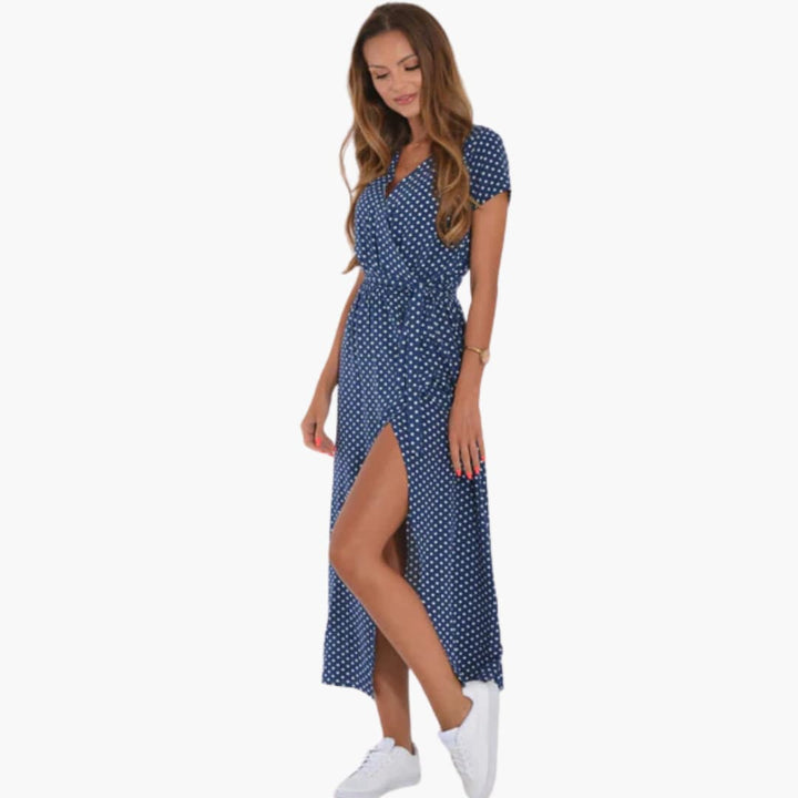 Women’s Midi Dress with Wrap Front and Tie Belt