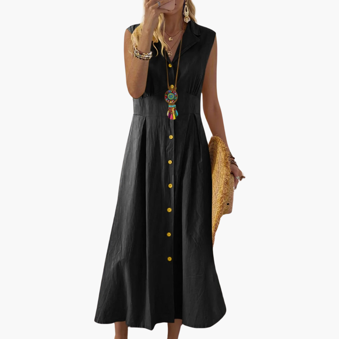 Button-Down Collared Midi Dress – Women&