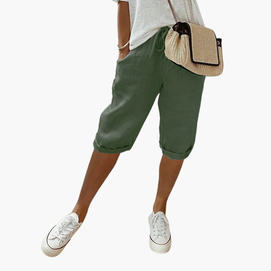 Women’s Shorts with Elasticated Waistband and Relaxed Fit
