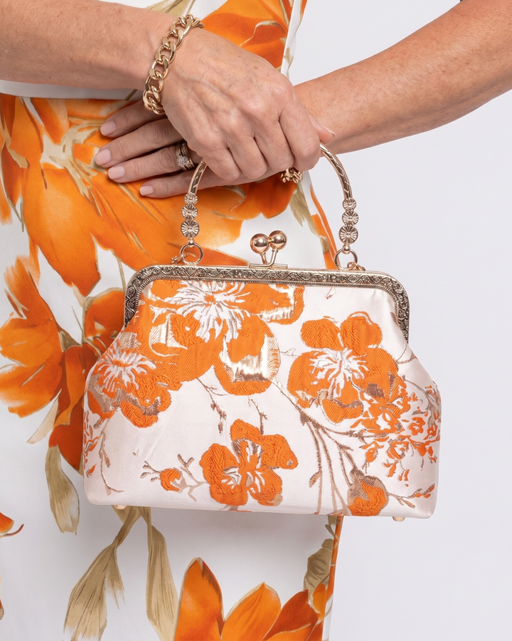 Isolde | Floral Embroidered Frame Chain Purse