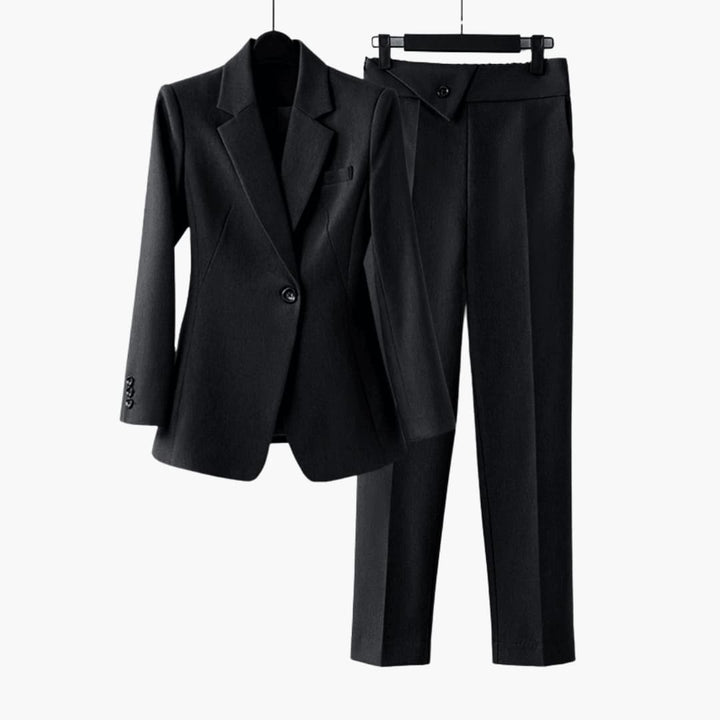Women’s Blazer Set with Notched Lapel and Straight-Leg Pants