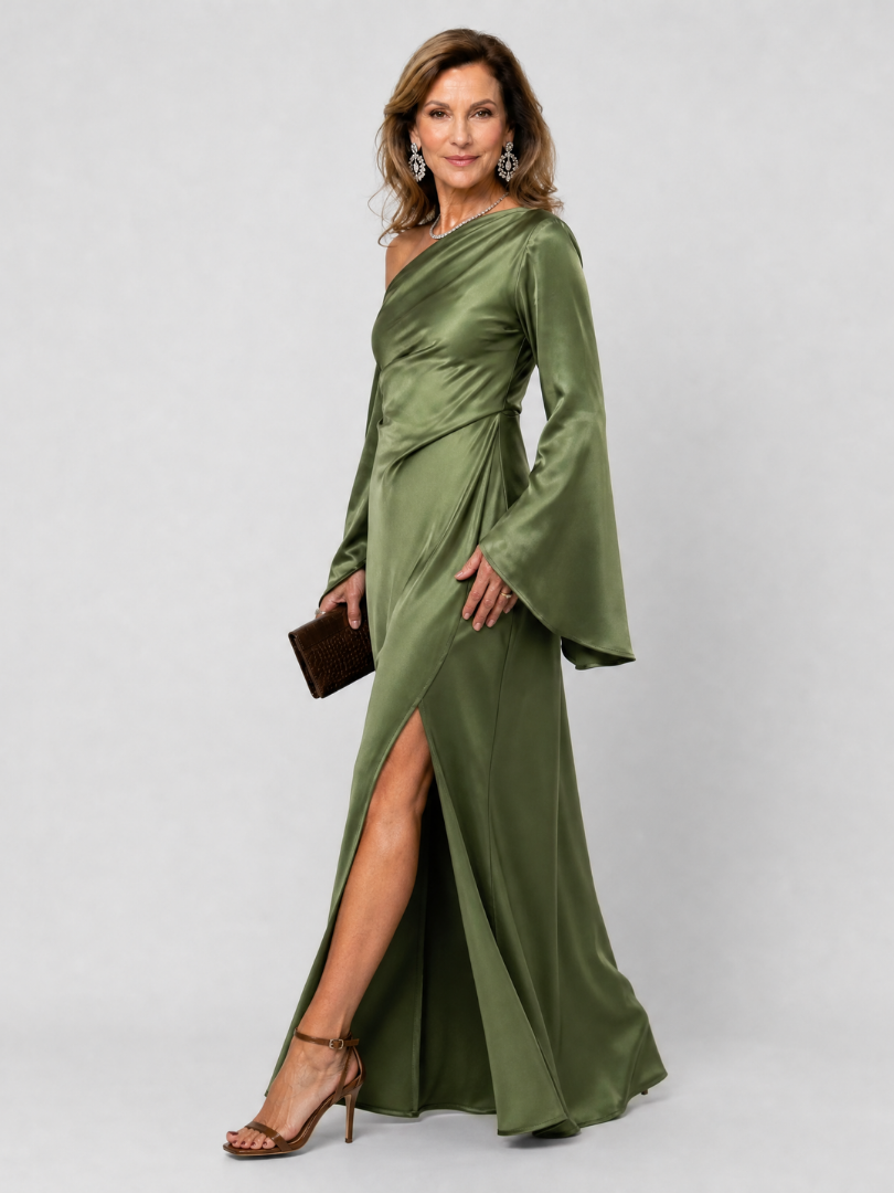 Araminta | One Shoulder Cape Sleeve Maxi Dress