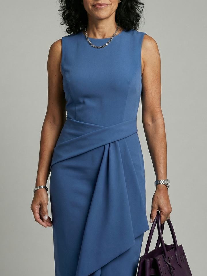 Oriel | Asymmetric Drape Midi Dress